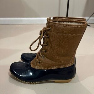 JBU Brown and Black Duck Boots Size 8M